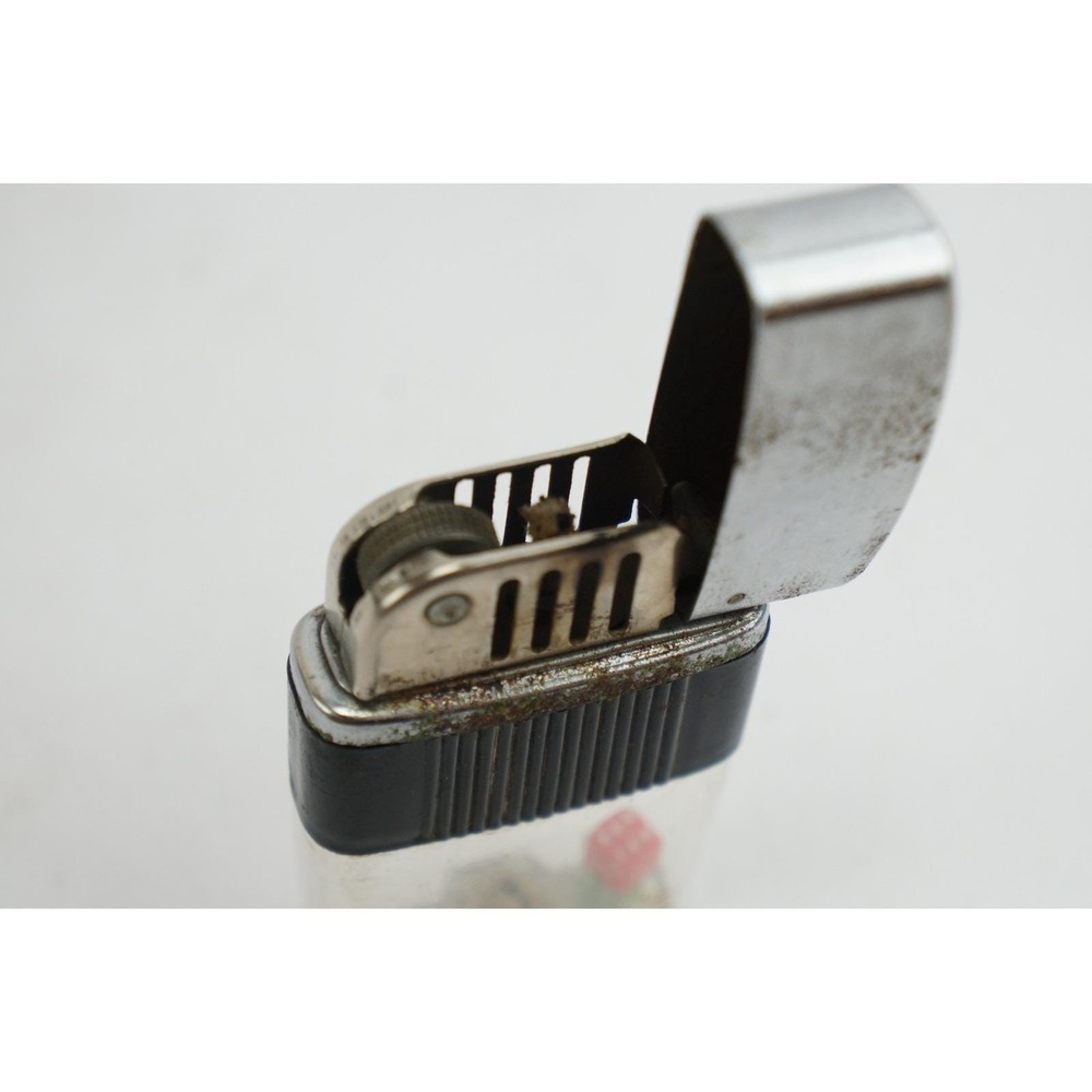 Japan Vintage Dice Pocket Gambler Lighter Silver Black Clear Novelty Fair - Picture 3 of 5